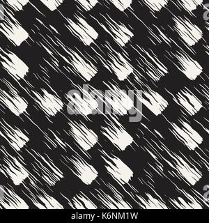 Vector seamless pattern con strisce di spazzola e ictus. nero e sfondo bianco con elementi di inchiostro. dipinto a mano grunge texture. Illustrazione Vettoriale