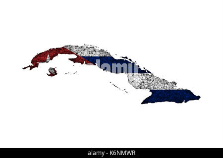 Mappa e bandiera di cuba su di semi di papavero Foto Stock