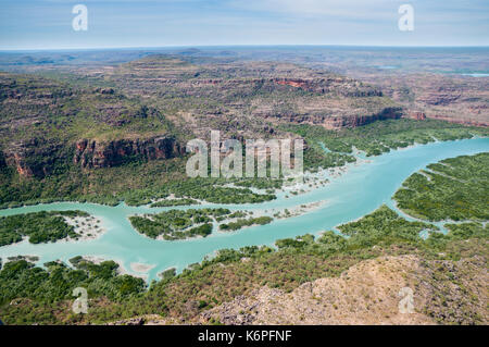 Vista aerea di porosis creek, il principe Federico Harbour, kimberley Coast, Australia Foto Stock