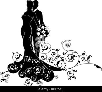 Sposa e lo Sposo Wedding Silhouette Illustrazione Vettoriale