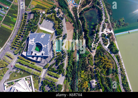 Zibo. Xiii Sep, 2017. Foto aeree prese su sept. 13, 2017 mostra una vista di linzi distretto, zibo città della Cina dell'est della provincia di Shandong. linzi utilizzato per essere la capitale dello stato di qi (479 ad-502 ad). Credito: guo xulei/xinhua/alamy live news Foto Stock