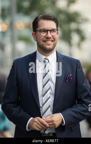 Stoccolma, Svezia, 12 settembre 2017. Apertura del Riksdag. Concerto di Tonights presso la Sala dei Concerti di Stoccolma, in seguito all'apertura del Riksdag. Leader del partito, Sweden Democrats (SD), Jimmie Akesson. Credit: Barbro Bergfeldt/Alamy Live News Foto Stock