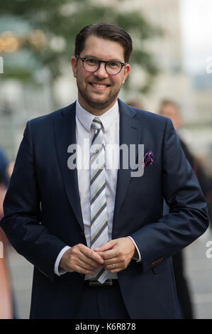 Stoccolma, Svezia, 12 settembre 2017. Apertura del Riksdag. Concerto di Tonights presso la Sala dei Concerti di Stoccolma, in seguito all'apertura del Riksdag. Leader del partito, Sweden Democrats (SD), Jimmie Akesson. Credit: Barbro Bergfeldt/Alamy Live News Foto Stock