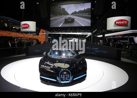 12.09.2017, Messegelände, Francoforte, 67. IAA Pkw Frankfurt/Main, 14. - 24. Settembre 2017 , im Bild Bugatti foto: Cronos/Hasan Bratic Foto Stock