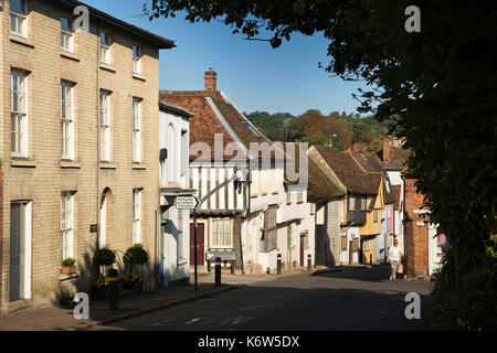 Regno Unito, Inghilterra, Essex, Saffron Walden, Bridge Street, case storiche a giunzione con Myddleton posto Foto Stock