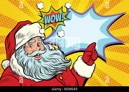 Wow Babbo Natale, Capodanno e Natale Illustrazione Vettoriale