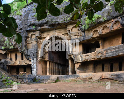 Chaityagriha a Grotte Bhaja XII, Maharashtra, India Foto Stock