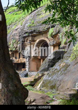 Chaityagriha a Grotte Bhaja XII, Maharashtra, India Foto Stock