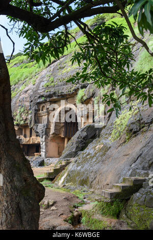 Chaityagriha a Grotte Bhaja XII, Maharashtra, India Foto Stock