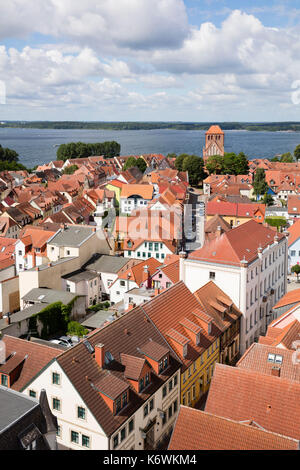 Binnenmüritz, vista città, Waren, Müritz, Meclemburgo-Pomerania occidentale, Germania Foto Stock