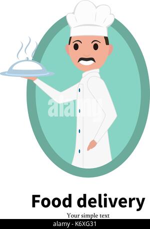 Icona vettore cartoon ritratto maschile chef di cucina Illustrazione Vettoriale