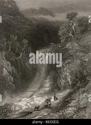 Caduta del Rheidol vicino al Ponte del Diavolo Foto Stock