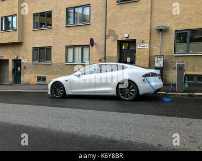 Auto elettrica stazione di ricarica in Oslo Foto Stock