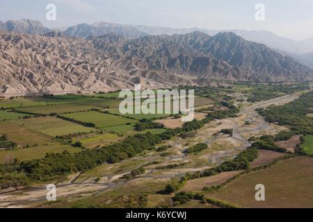Il Perù, regione di Ica, palpa valley, Rio Grande (vista aerea) Foto Stock