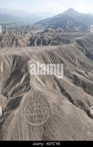 Il Perù, regione di Ica, palpa valley, Nazca o linee di Nasca, geoglyph, figura geometrica tracciata da Nazca e Paracas civiltà (vista aerea) Foto Stock