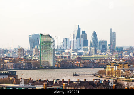 La vista sul centro di Londra da Greenwich Park Foto Stock