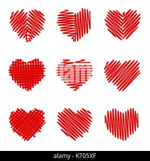 Tratteggio trasversale valentines impostato Illustrazione Vettoriale