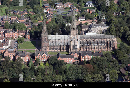 Vista aerea di Lichfield Cathedral, Staffordshire, WS13, Regno Unito Foto Stock