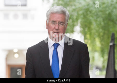 Londra Regno Unito. 14 settembre 2017. Michael fallon il segretario di Stato per la difesa si è visto arrivare a Downing Street London credit: amer ghazzal/alamy live news Foto Stock