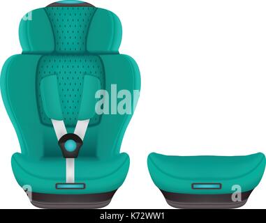 Booster seggiolino da bambino per auto 3 isolato su uno sfondo bianco. illustrazione vettoriale. Illustrazione Vettoriale