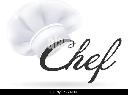 Fotorealistico bianco moderno chef hat. cuochi hat isolato su uno sfondo bianco. illustrazione vettoriale. Illustrazione Vettoriale