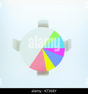 Il rendering 3d del grafico a torta tavolo con sedia Foto Stock