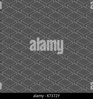 Seamless pattern con effetto 3 d cubi in prospettiva. retro vintage abstract nero e sfondo bianco. grafico illustrazione vettoriale clip-art web des Illustrazione Vettoriale