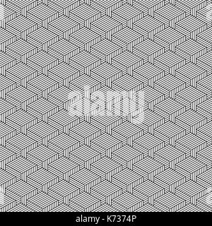 Seamless pattern con effetto 3 d cubi in prospettiva. retro vintage abstract nero e sfondo bianco. grafico illustrazione vettoriale clip-art web des Illustrazione Vettoriale