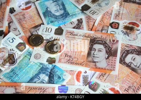 Nuovo dieci pound polimero nota rilasciata a settembre 2017 Foto Stock