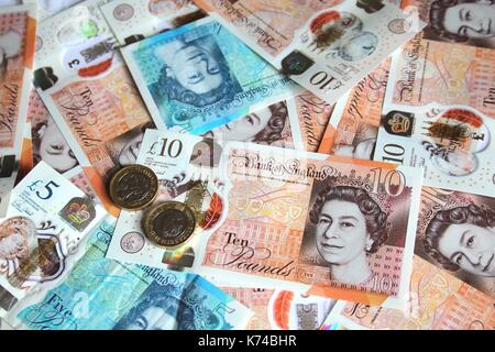 Nuovo dieci pound polimero nota rilasciata a settembre 2017 Foto Stock