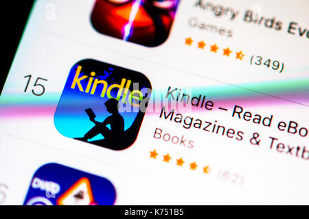 Amazon Kindle app nell'app Apple Store, e-book, visualizzazione su uno schermo di un telefono mobile, iphone, ios, smartphone Foto Stock