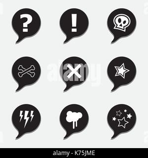 Raccolta di discorso nero e bolle di pensiero background design vettoriali Illustrazione Vettoriale