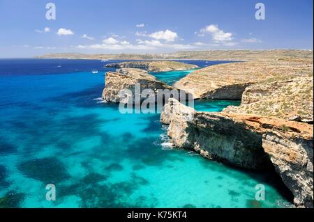 Malta e Comino Isola, Comino, laguna blu e il Cristal Laguna Foto Stock