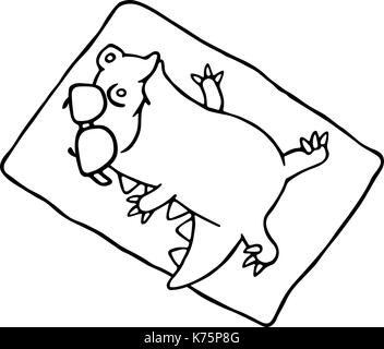 Dinosauro a prendere il sole sulla spiaggia. illustrazione vettoriale. divertente personaggio immaginario. occhiali su uno strato separato. Illustrazione Vettoriale