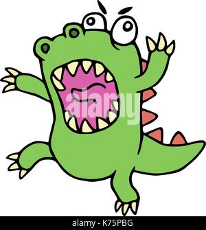 Mad cartoon dinosaur. illustrazione vettoriale. cute animale immaginario personaggio. Illustrazione Vettoriale