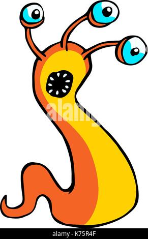 Funny tre-eyed monster in diverse forme in bianco e nero i colori. illustrazione vettoriale Illustrazione Vettoriale