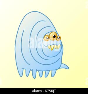 Cartoon carino monster centipede sorrisi e va. illustrazione vettoriale. funny emoticon raffreddare carattere. Illustrazione Vettoriale