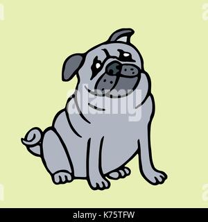 Carino pug isolato illustrazione vettoriale. allegro carattere pet. divertente fumetto personaggio di pelliccia Illustrazione Vettoriale