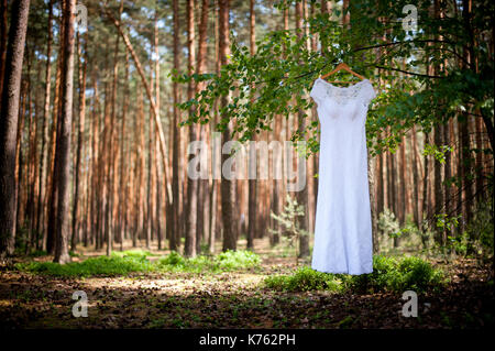 Abito da sposa in un forrest Foto Stock