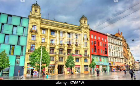 Piazza della Libertà, la piazza principale di Brno in Repubblica ceca Foto Stock