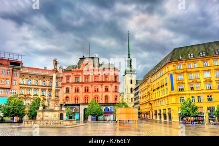 Piazza della Libertà, la piazza principale di Brno in Repubblica ceca Foto Stock