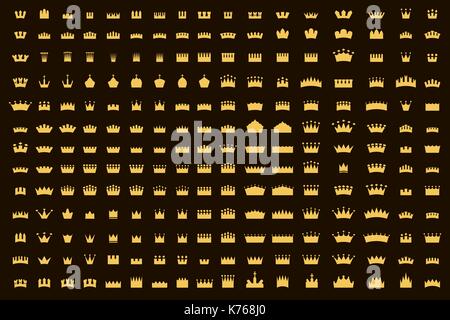 Corona semplice set di grandi dimensioni Illustrazione Vettoriale
