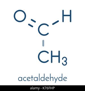 Acetaldeide (etanale) molecola, struttura chimica. acetaldeide è una molecola tossica responsabile di molti sintomi di alcol sbornia. apparato scheletrico per Illustrazione Vettoriale