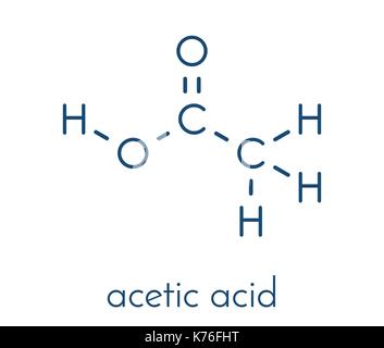 Acido acetico molecola. aceto è una soluzione acquosa di acido acetico. formula scheletrico. Illustrazione Vettoriale