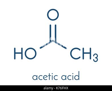 Acido acetico molecola. aceto è una soluzione acquosa di acido acetico. formula scheletrico. Illustrazione Vettoriale