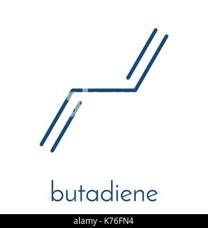 Il butadiene (1,3-butadiene) la gomma sintetica building block molecola. utilizzato nella sintesi di polibutadiene, abs e altri materiali polimerici. fo scheletrico Illustrazione Vettoriale