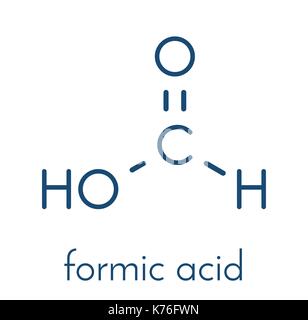 Acido formico molecola. presente in ant venom e ortica. formula scheletrico. Illustrazione Vettoriale