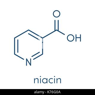 Vitamina B3 (Niacina). molecola di formula scheletrico. Illustrazione Vettoriale