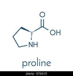 La prolina (l-prolina, pro) ammino acido. molecola di formula scheletrico. Illustrazione Vettoriale