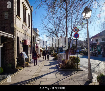 Nagano, Giappone - 29 dic 2015. persone che camminano sulla città vecchia di Nagano, Giappone. nagano si è evoluta come una città Tempio Zenkoji intorno, uno del Giappone più popolari t Foto Stock